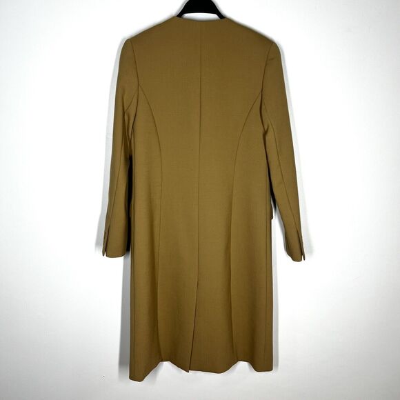 SMYTHE Sz 4 Skinny Lapel Long Wool Coat One Button in Camel Tan - Picture 7 of 12